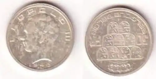 50 Franc Silber Münze Belgien 1940 Leopold III.