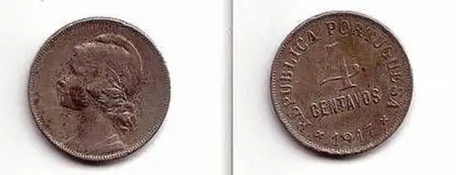 4 Centavos Nickel Münze Portugal 1917