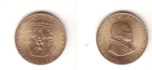 200 Lire Messing Münze Vatikanstadt Pabst Johannes Paul II. 1987