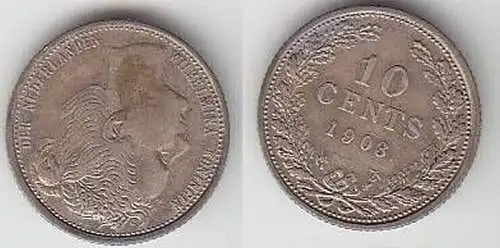 10 Cents Silber Münze Niederlande 1903