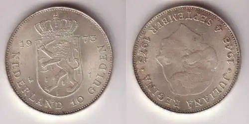 10 Gulden Silber Münze Niederlande 1973