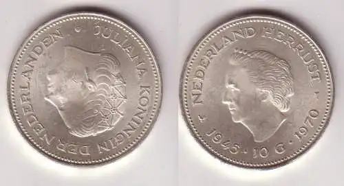 10 Gulden Silber Münze Niederlande 1970