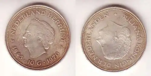 10 Gulden Silber Münze Niederlande 1970