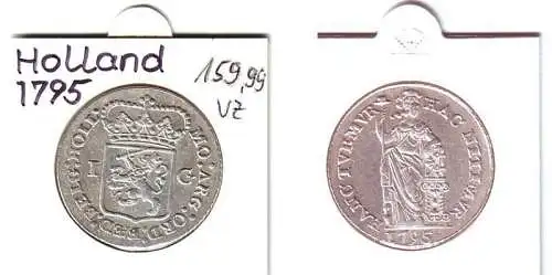 1 Gulden Silber Münze Holland 1795