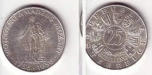 25 Schilling Silber Münze Österreich Mozart 1956