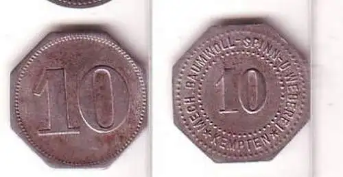 10 Pfennig Münze Firmengeld Weberei Kempten um 1917