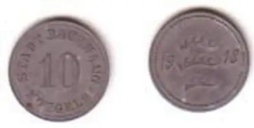 10 Pfennig Notgeld Münze der Stadt Backnang 1918