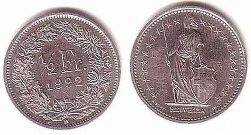 1/2 Franken Nickel Münze Schweiz 1992