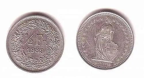 1/2 Franken Nickel Münze Schweiz 1989