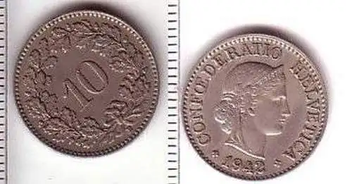 10 Rappen Nickel Münze Schweiz 1942