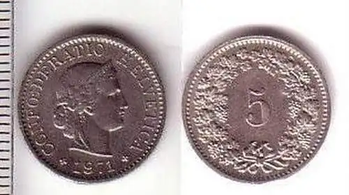 5 Rappen Nickel Münze Schweiz 1971