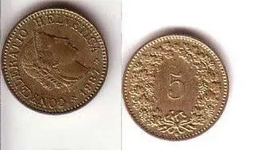 5 Rappen Messing Münze Schweiz 1987