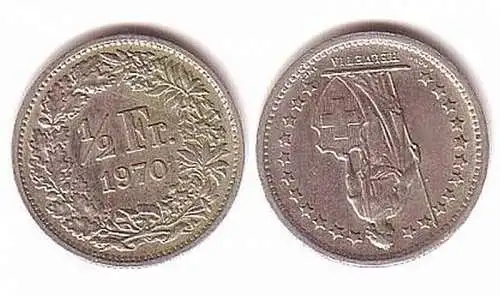 1/2 Franken Nickel Münze Schweiz 1970