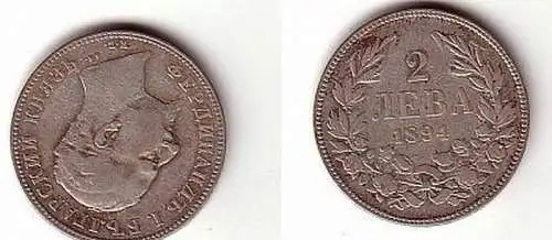 2 Lewa Silber Münze Bulgarien 1894