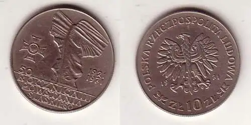 10 Zloty Kupfer Nickel Münze Polen 1971 Denkmal der Aufständischen in Kattowitze