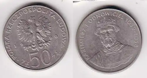 50 Zloty Nickel Münze 1980 Polnische Könige, Kasimir I. 1039-1058