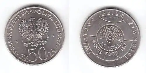 50 Zloty Kupfer Nickel Münze Polen 1981 World Food Day, Welternährungstag