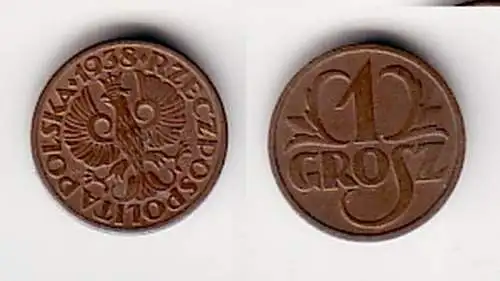 1 Groszy Kupfer Münze Polen 1938