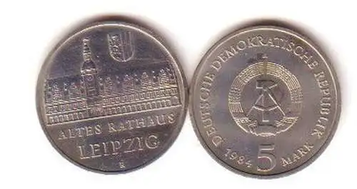 DDR Gedenk Münzen 5 Mark Altes Rathaus Leipzig 1984