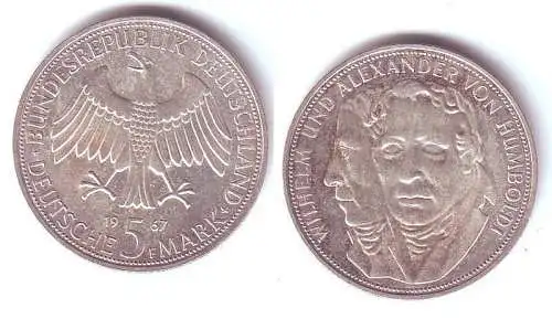 BRD Gedenk Münze 5 Mark Wilhelm und Alexander Humboldt 1967