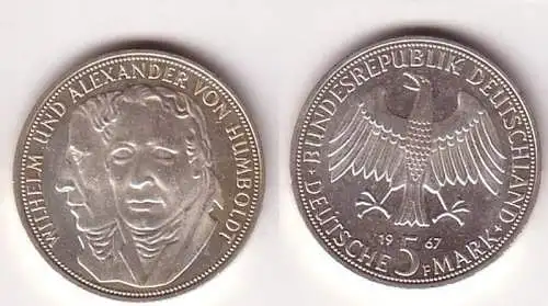 5 Mark Silber Münze BRD Gebrüder Humboldt 1967 (111974)