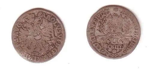 2 Schilling Silber Münze Hamburg 1727 f. ss