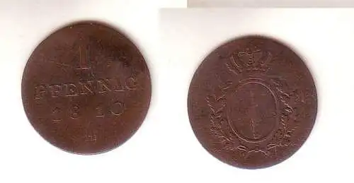 1 Pfennig Kupfer Münze Herzogtum Brandenburg Preussen 1810 A