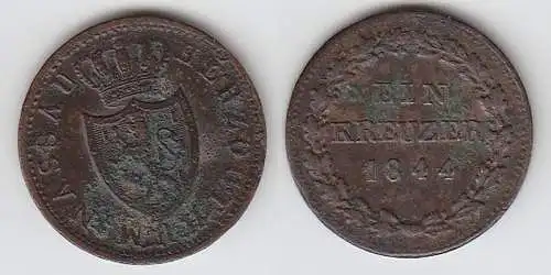 1 Kreuzer Kupfer Münze Nassau 1844