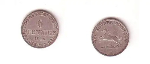 6 Pfennige Silber Münze Königreich Hannover 1846 B