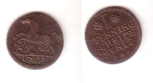 1 Pfennig Kupfer Münze Braunschweig Lüneburg Celle 1703