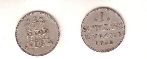 1 Schilling Silber Münze Hamburg 1855 ss+