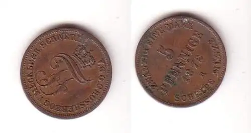 5 Pfennig Kupfer Münze Mecklenburg Schwerin 1872 B