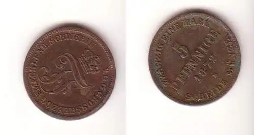 5 Pfennig Kupfer Münze Mecklenburg Schwerin 1872 B ss+