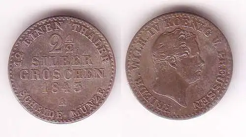 2 1/2 Silbergroschen Münze Preussen 1843 A (110165)