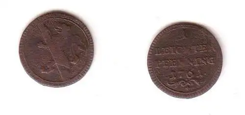 1 leichter Pfennig Kupfer Münze Stadt Bamberg 1761