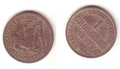 1 Groschen Silber Münze Herzogtum Braunschweig 1857