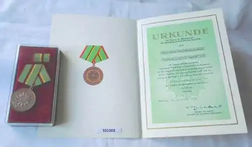 DDR Verdienstmedaille in Bronze der Organe des MdI plus Urkunde 1974