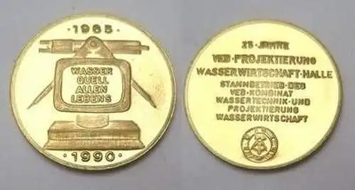 DDR Medaille VEB Projekt. Wasserwirtschaft Halle 1990