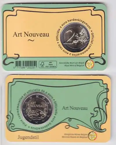 2 EURO Coincard 2023 Belgien Art Nouveau Jugendstil Stgl. (167535)