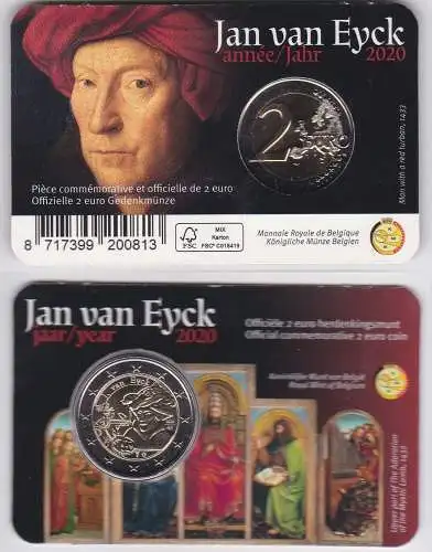 2 EURO Coincard 2020 Belgien Jan van Eyck Stempelglanz (167576)