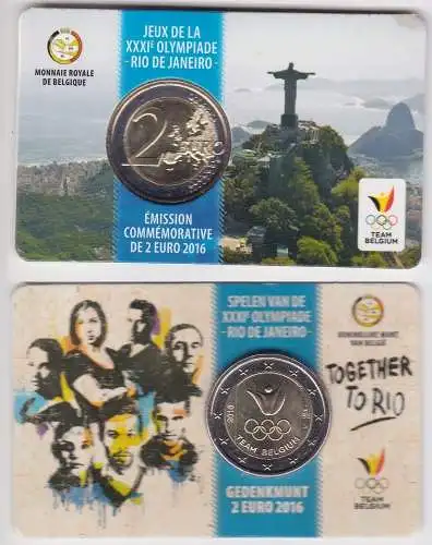 2 EURO Coincard 2016 Belgien Olympiade in Rio Stempelglanz (167579)