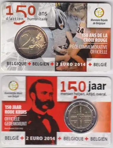 2 EURO Coincard 2014 Belgien 150 Jahre Rotes Kreuz Stempelglanz (167034)