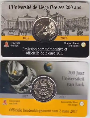 2 EURO Coincard 2017 Belgien 200 Jahre Universität Liege Stempelglanz (167583)