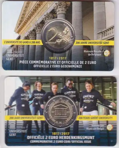 2 EURO Coincard 2017 Belgien 200 Jahre Universität Gent Stempelglanz (167584)