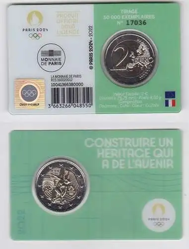 Frankreich 2 Euro Gedenkmünze 2022 Olympiade Paris 2024 in Coincard (167312)