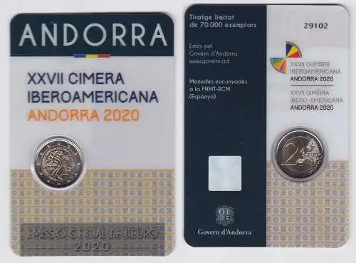 Andorra 2 Euro 2020 "IBEROAMERICANA GIPFEL" Blister/Folder Stgl. (167220)