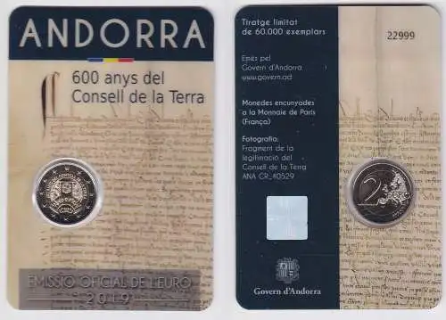 Andorra 2 Euro 2019 Consell de la Terra Blister/Folder Stgl. (165875)