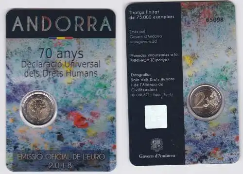 Andorra 2 Euro 2018 "70 Jahre Menschenrechte" Blister/Folder Stgl. (165499)