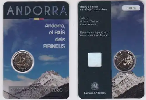 Andorra 2 Euro 2017 Das Land in den Pyrenäen" Blister/Folder Stgl. (167202)