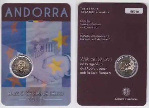 Andorra 2 Euro 2015 "Zollunion mit EU" Blister/Folder Stgl. (167170)